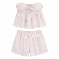 Anjie – Ensemble crop top bustier rayé et short froncé pour femme, personnalisable OEM/ODM, marque privée, fabricant en gros