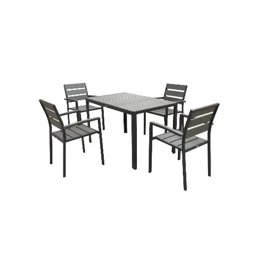 Высококачественный обеденный набор с алюминиевой рамой, уличный стул и стол из древесины Wpc для кафе и магазина