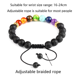 <span class=keywords><strong>Bracelet</strong></span> de yoga en pierre naturelle ajustable en œil de <span class=keywords><strong>tigre</strong></span> de lave, agate, lapis-lazuli, cordon perlé tressé, <span class=keywords><strong>7</strong></span> <span class=keywords><strong>chakras</strong></span> - Product Image 5