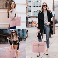 LOVEVOOK 2 pièces/ensemble Sac à main pour ordinateur portable matelassé tendance pour femmes, sacs à bandoulière élégants pour les voyages avec pochette, sacoche pour ordinateur portable