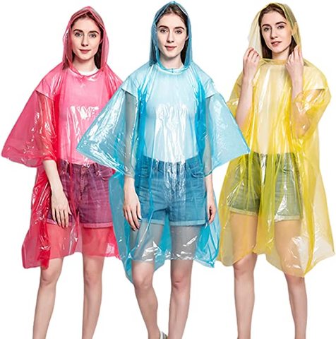 Waterproof Disposable PE Rain Ponchos for Adults Emergency Raincoats for Girls' Tours
