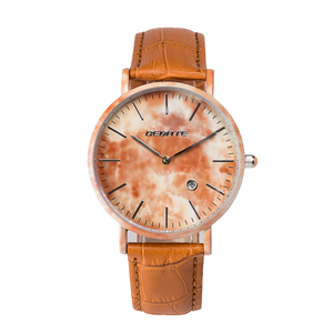 Montres de festival pour hommes à la mode avec boîtier en céramique et bracelet en cuir Montre en métal promotionnelle résistante à l'eau 3ATM - Product Image 1