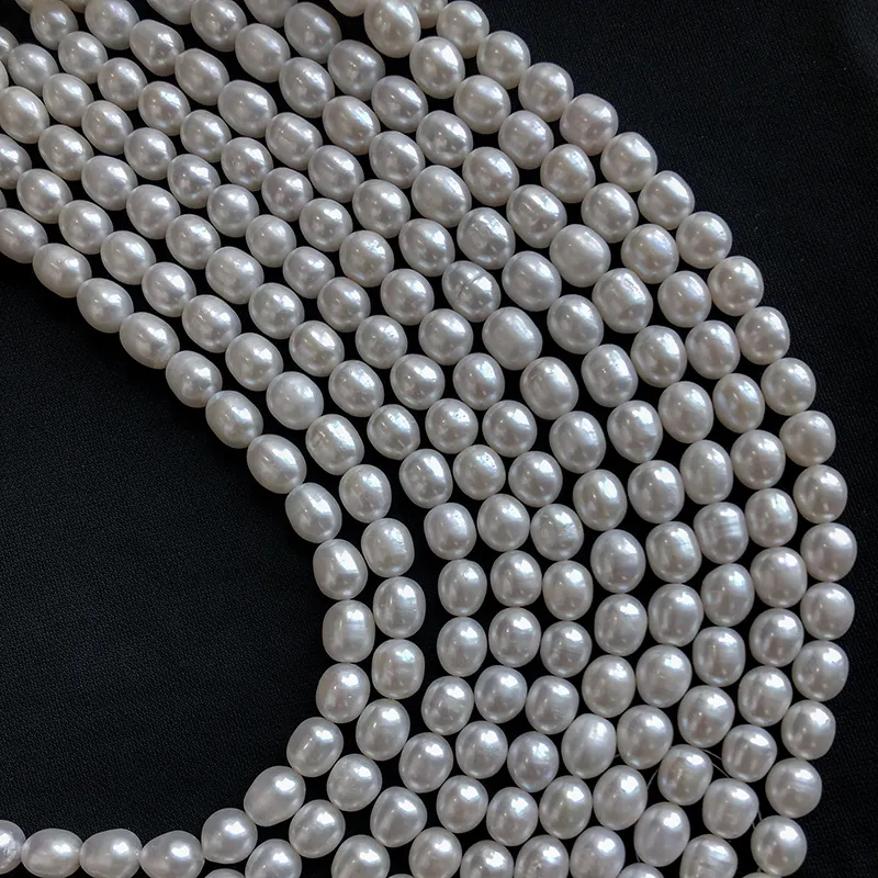 Perlas de agua dulce para granja, cuentas sueltas con agujero, en forma de gota de agua de 9-10mm, color blanco