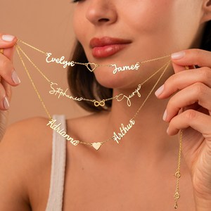 Collane Personalizzate con Nome per Donne e Uomini, Ciondolo in Acciaio Inossidabile Color Oro e Argento, Catena da Collo per Donna, Vendita all'Ingrosso - Product Image 5