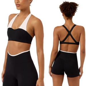 Conjunto Deportivo YB0115 para Mujer, Color Sólido, Transpirable, de Secado Rápido, Spandex/Nailon, Bra Deportivo, Shorts de Ciclismo, Leggings para Correr - Product Image 1