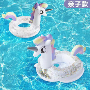 <b>Inflatable</b> Unicorn Swim Ring For Children 70cm 90cm Cartoon Pattern <b>Floating</b> Seat Boat With Sparkle Design - Product Image 1