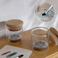 Outils de manucure en verre Transparent brosse de nettoyage conteneur de liquide brosse à ongles nettoyant acrylique ongles poudre liquide Dappen plat tasse