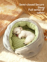 Coussin pour chien universel quatre saisons, semi-fermé, respirant et chaud, pour chiens et chats de petite/moyenne taille (Teddy, Bichon Frisé), sans assemblage