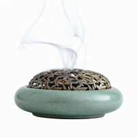Brûleur d'aromathérapie en céramique écologique MSH Creative avec parfum de bois de santal, brûleur d'encens rond parfait pour le bureau