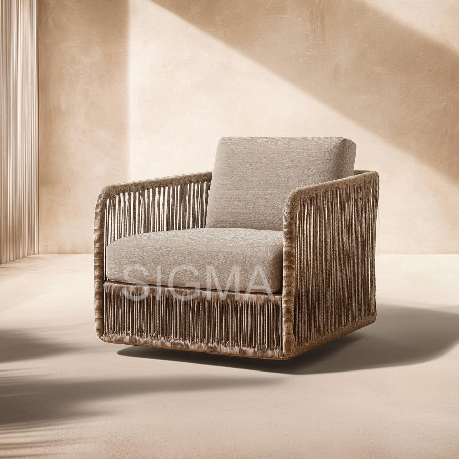 Wholesale Patio Villa Hotel Dinner Room Armchair Villa Courtyard Solid Teak And Rope Chair