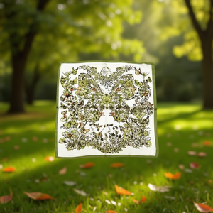 Foulard quadrato piccolo con farfalle e foglie secche 70x70 cm FULARES - Product Image 3