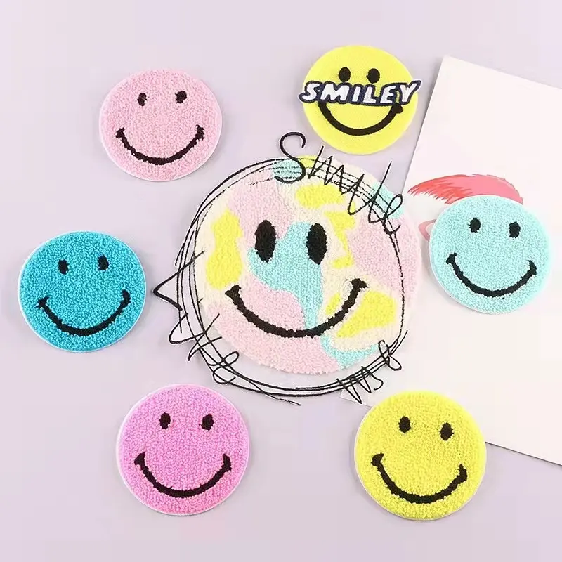 small chenille embroidery patches smiley face chenille patch custom patches chenille for garment