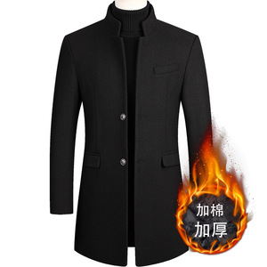 <span class=keywords><strong>Cappotto</strong></span> da <span class=keywords><strong>Uomo</strong></span> Spesso in Lana Autunno e Inverno 2024 con Collo Alto, Giacca a Vento di Media Lunghezza, Imbottitura Addensata - Product Image 4