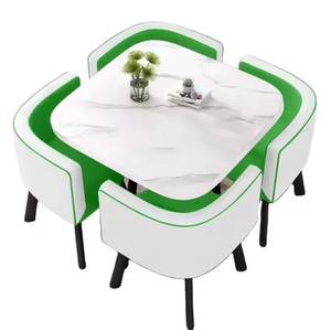 Luxury Square <b>Dining</b> Table Set Metal Iron Convertible Extendable <b>Chairs</b> for Home Furniture Use in Hotel or Apartment - Product Image 1