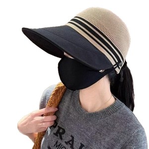 Sombrero de Pescador para Mujer, Ala Ancha, Transpirable, Protección Solar, para Verano, Color Beige Caqui, Negro, Color Sólido, Contraste, Poliéster - Product Image 5