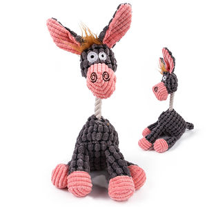 Pamuk dolgulu yumuşak peluş eşek Bite dayanıklı diş temizleme çiğneme gıcırtılı özel etiket köpek Pet oyuncak - Product Image 4