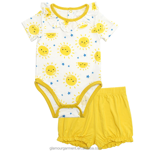 All'ingrosso vestiti per bambine e ragazzi manica corta in cotone <span class=keywords><strong>Body</strong></span> pagliaccetto per <span class=keywords><strong>Body</strong></span> tuta in cotone con pantaloncini - Product Image 1