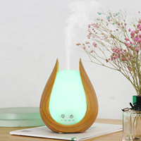 Diffuseur d'huiles essentielles en plastique imitation bois 200 ml pour dropshipping ; Mini humidificateur ultrasonique avec lumière LED 7 couleurs et fonction de minuterie