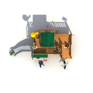 Boke Duurzame Bruine Kinderspeelset met Schommel en Glijbaan - Anti-corrosie & UV-bestendig Buiten Speelgoed van Hout en Kunststof voor Speelplekken in de Tuin - Product Image 3