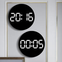 Jam Dinding Digital LED Modern Besar Bahan ABS Lampu Malam Kalender Termometer Higrometer Layar Tampilan Buatan Cina