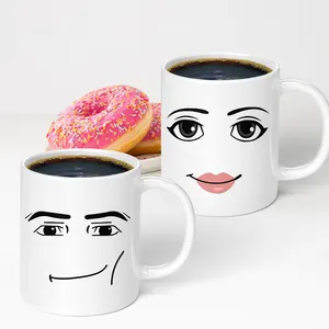 Novità novità in ceramica caffè Roblox uomo ragazza espressione del viso tazza divertente tazza di tè regali creativi