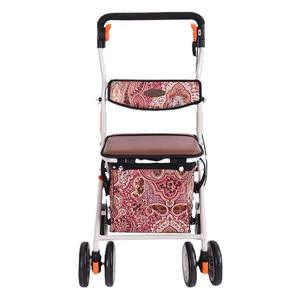 Caddie de courses pliable et portable pour personnes âgées, 4 roues, avec siège, pour les courses - Product Image 3