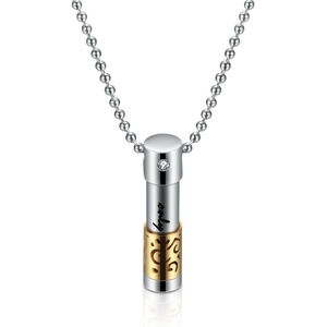 Collar personalizado con botella de aceite esencial, colgante cilíndrico de acero inoxidable con incrustaciones de diamantes para regalo de aromaterapia - Product Image 1