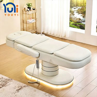 Table de massage électrique pour soins esthétiques avec lumière LED, 3 moteurs, lit de beauté inclinable pour salon de beauté
