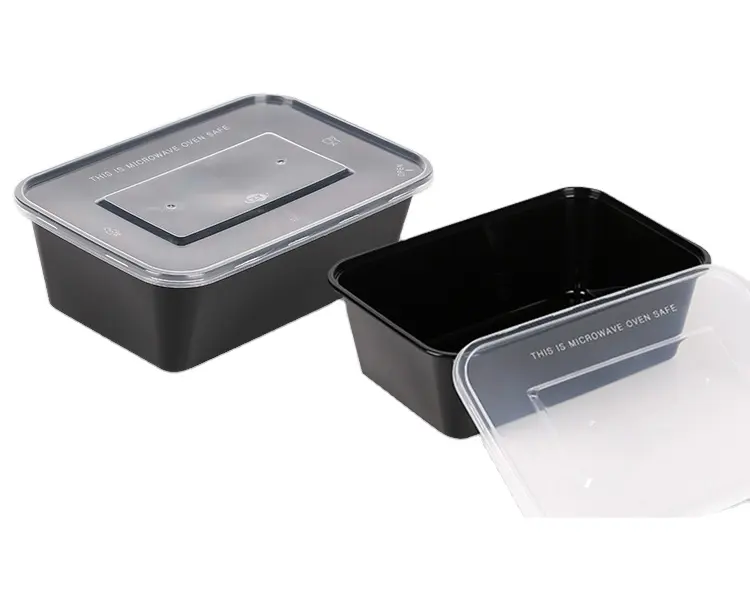 Fiambrera de plástico desechable personalizable del fabricante con proceso de blíster, embalaje rectangular para comida para llevar con tapa
