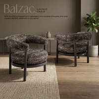Chaise de salle à manger moderne en microfibre à imprimé léopard avec dossier rond et pieds en métal, siège d'appoint, mobilier pour la maison et la restauration