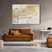 Peinture à l'huile abstraite 100% peinte à la main sur toile, art mural avec texture feuille d'or, taille et design personnalisables pour salon, cadeau