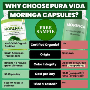 Compléments alimentaires biologiques pour adultes, marque privée OEM, 60 capsules de poudre de <span class=keywords><strong>Moringa</strong></span>, immunité, énergie, métabolisme - Product Image 3