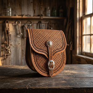 Handtooled Handcarved Genuine <b>Leather</b> Saddle Bag for Western Horse & Motorcycle with Custom Logo and Stainless Steel Fittings - Product Image 3