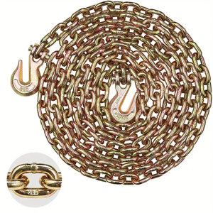 G80合金鋼ヘビーデューティートランスポートチェーンフック付き5 16 20ft 4900 Lbs WLLけん引用バインディングロギング機器輸送用 - Product Image 1