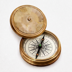 Brass Compass <b>Clock</b> With <b>Vintage</b> Maritime Design Decorative <b>Clock</b> For Sports Office Study Nautical Direction for Sale - Product Image 1
