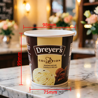 Gobelets en papier jetables à paroi simple pour crème glacée, qualité alimentaire, revêtement PE, avec couvercle, logo personnalisé