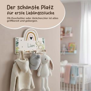 <span class=keywords><strong>Porte</strong></span>-<span class=keywords><strong>manteau</strong></span> mural personnalisé pour enfants Kidsmood <span class=keywords><strong>avec</strong></span> 4 crochets <span class=keywords><strong>en</strong></span> <span class=keywords><strong>bois</strong></span>, motif éléphant arc-<span class=keywords><strong>en</strong></span>-ciel pour chambre de bébé/tout-petit [40x27,5 cm] - Product Image 4