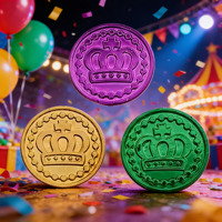 Accessoires de fête de carnaval : Couronne en plastique avec pièce de monnaie, souvenir et cadeau de fête pour Mardi Gras