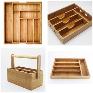 Bamboo Storage <b>Box</b> With Pull Out Drawer Rectangular Standing Type For Kitchenware Sundries Tools Organization SB 1527 - Product Image 1