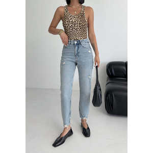 Mom Fit Jeans Breathable <b>Denim</b> <b>Trousers</b> Plus Size Casual Print Pencil Straight Baggy Styles Vintage Fashion Holes XS XXL for All - Product Image 5