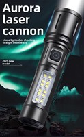 Senter Taktis LED Laser Putih 1000m dengan Zoom Teleskopik, Bahan Aluminium Alloy, Dapat Diisi Ulang via USB, Dilengkapi Lampu Samping COB, Penjualan Terlaris