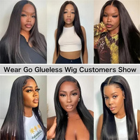 Perruques Lace Front HD en Cheveux Humains Brésiliens Naturels Lisses et Raides, Sans Colle, pour Femmes