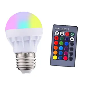 RGB A60 Bola Lampu Remote Control, Bohlam Lampu RGBW Tujuh Warna RGB, Bola Festival G45 C37, Lampu Bohlam LED Gelembung