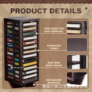 Retro country style wooden cassette tape rack, wooden <b>record</b> rack, rotating storage rack, cassette tape desktop display <b>stand</b> - Product Image 2