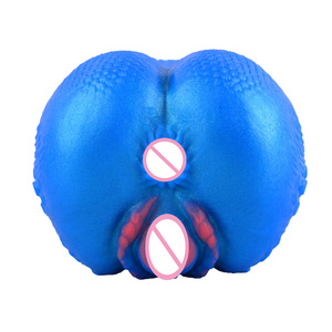 Masturbador Masculino de Silicona con Diseño de Doble Canal, Estilo Fantasía Depredador Escala Azul, Producto de Placer Masculino para Mayores de 18 Años - Product Image 3