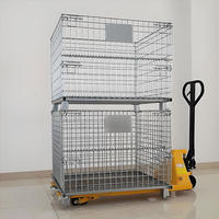 Palettes métalliques robustes à grille de fil, empilables avec verrouillage, caisses de stockage pour entrepôt, boîtes de rangement OEM en acier à faible teneur en carbone