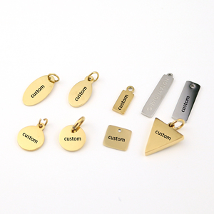 Tùy Chỉnh 18K vàng mạ thép không gỉ logo khắc vuông Vòng trang sức thẻ cho Dây chuyền vòng đeo tay - Product Image 1