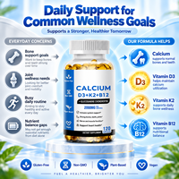 Compléments alimentaires sans gluten pour adultes : Calcium, Vitamine D3, K2, B12, Glucosamine en gélules souples pour soutenir la santé des os, des articulations, du système immunitaire et des muscles