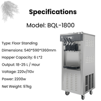 Machine à glace molle automatique en acier inoxydable, autonettoyante, compatible lait et eau, pour restaurant, pâtisserie, usage quotidien