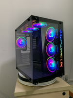 Boîtier de PC transparent AntarcChill en verre avec ventilateur RGB et bande RGB et verre trempé, boîtier de PC rétro en plastique ATX